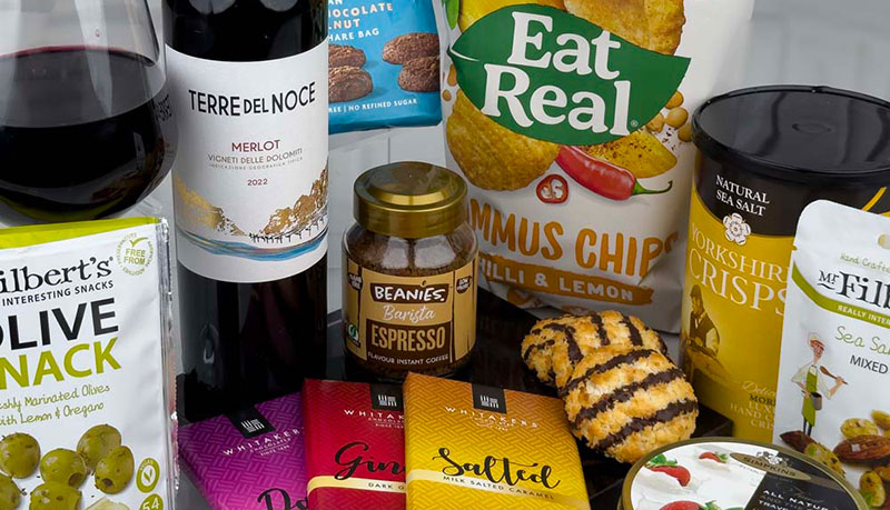 Gluten-free hamper with premium snacks and treats