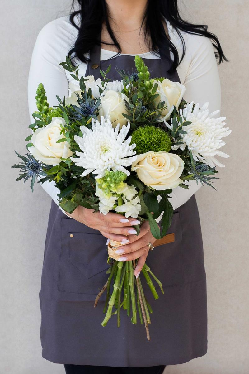 Elegant Rose and Thistle Bouquet