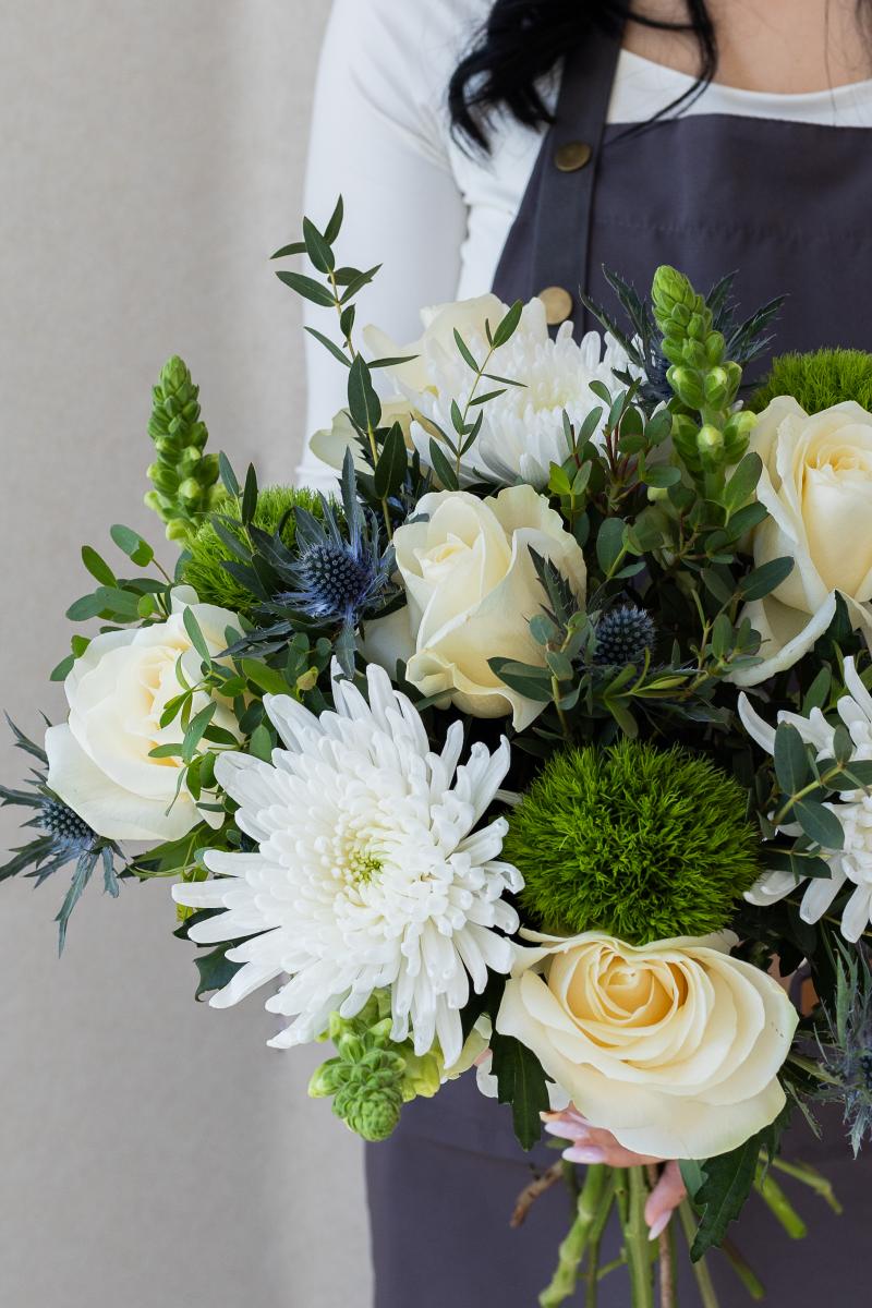 Elegant Rose and Thistle Bouquet