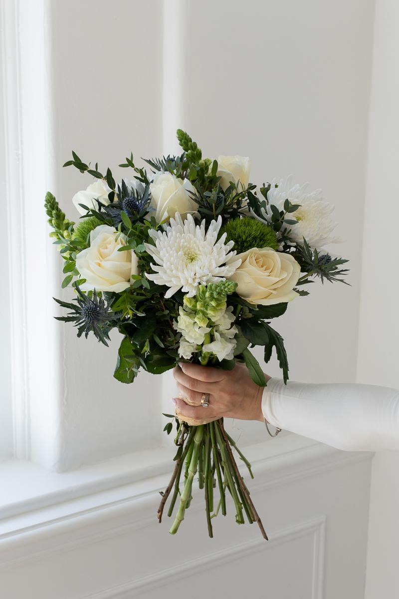 Elegant Rose and Thistle Bouquet