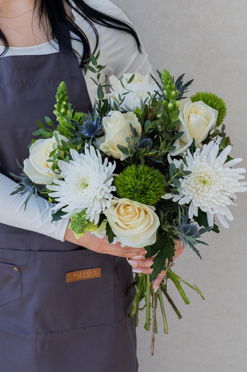 Elegant Rose and Thistle Bouquet